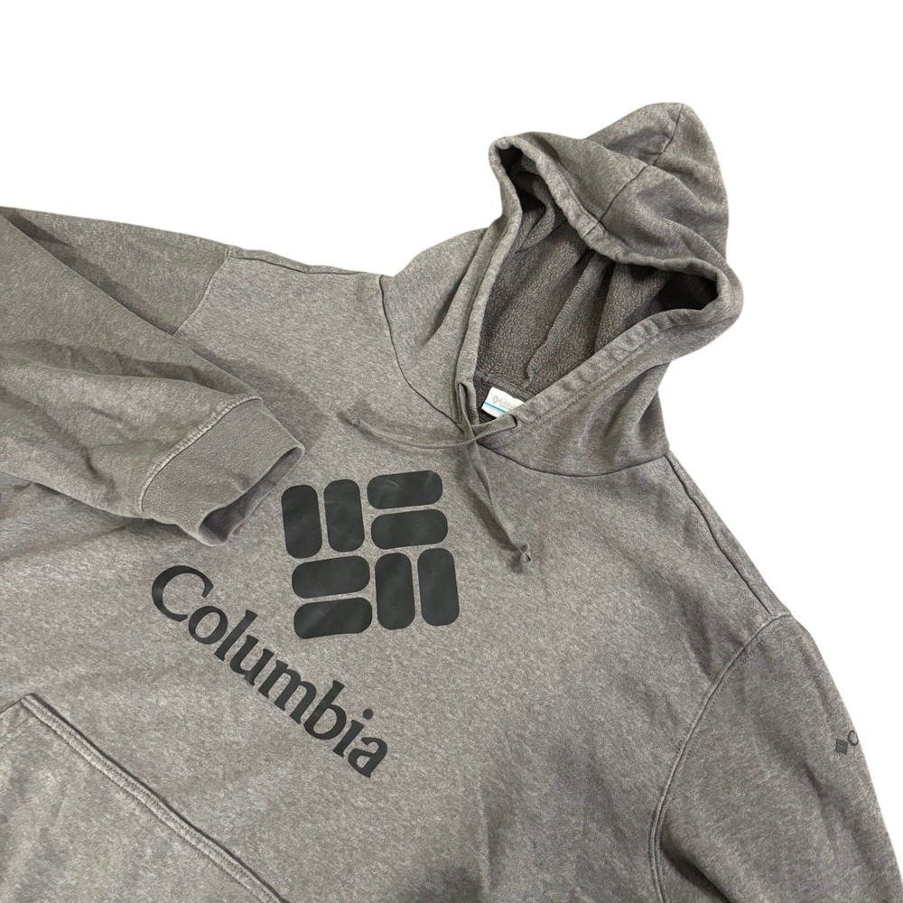 COLUMBIA Hoodie Mens XXL Gray Fleece Logo Pullover Cotton Blend Outdoor Casual - Picture 1 of 11